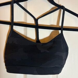 Lululemon Black Camo Flow Y Nulu Sports Bra
